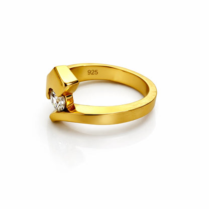 Golden Embrace CZ Ring