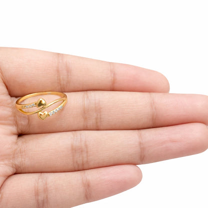 925 Silver Gold Vermeil Double Heart Wrap Ring