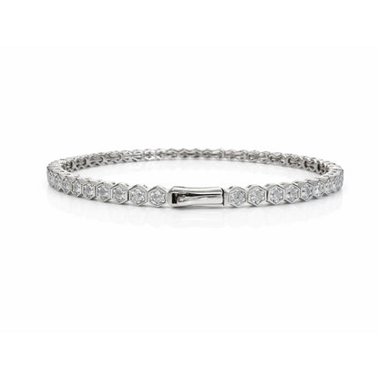 925 Sterling Silver Hexa Glow CZ Bangle