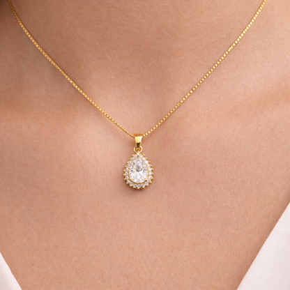 Teardrop CZ Gold Pendant