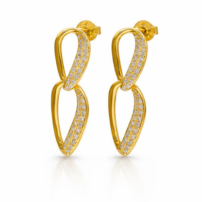 925 silver Gold-Vermeil twisted loop drop earrings with cubic zirconia stones for women