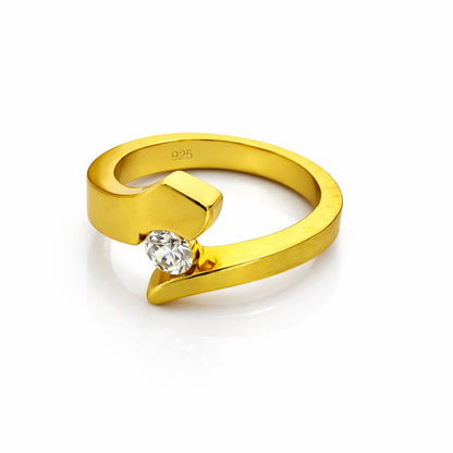 Golden Embrace CZ Ring