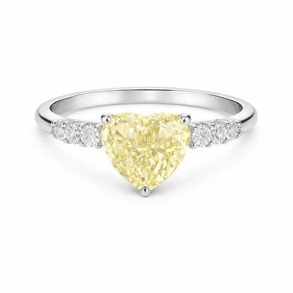925 Sterling Silver Yellow Heart CZ Ring
