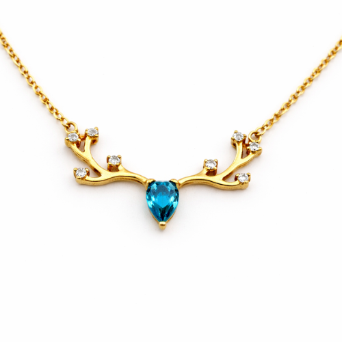 Antler  Ocean Blue CZ Drop Chain Pendant