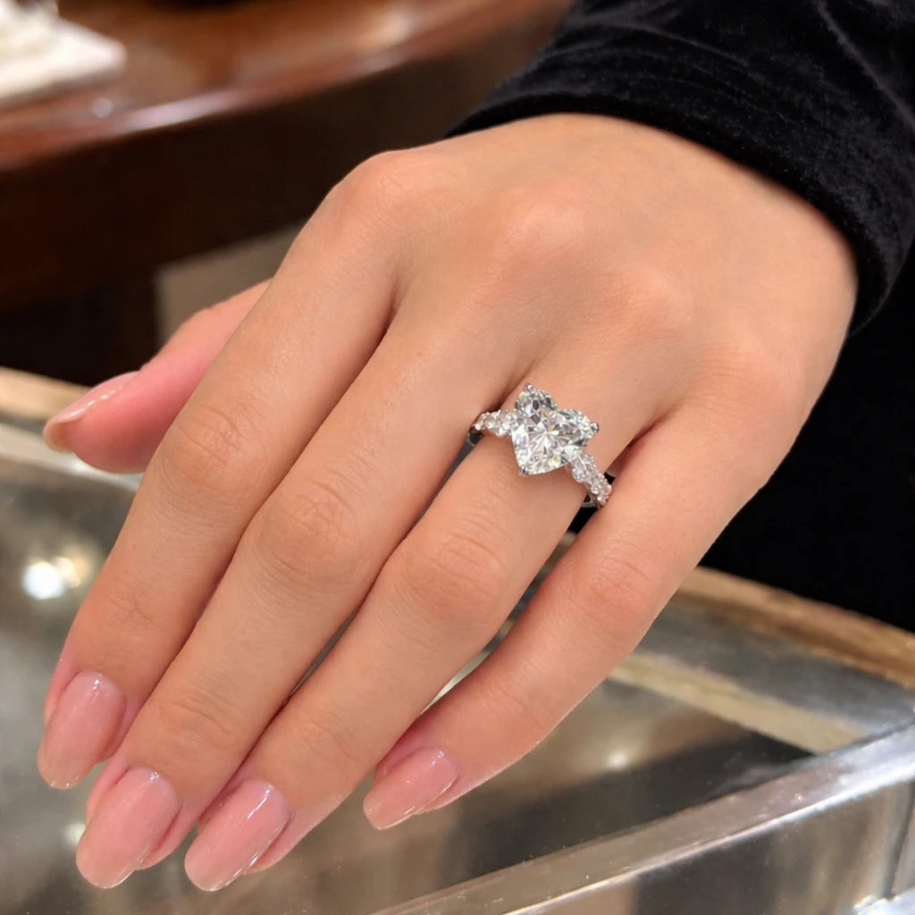 925 Sterling Silver Heart CZ Ring