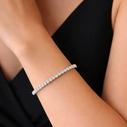 925 Sterling Silver Hexa Glow CZ Bangle