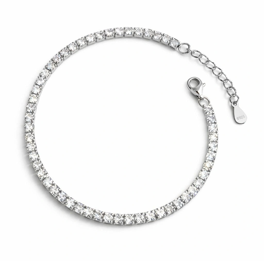 925 sterling silver tennis bracelet with zircon stones