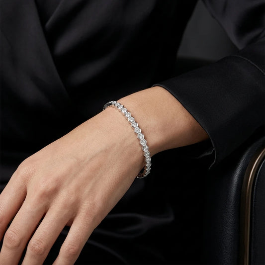 925 Sterling Silver Hexa Glow CZ Bangle