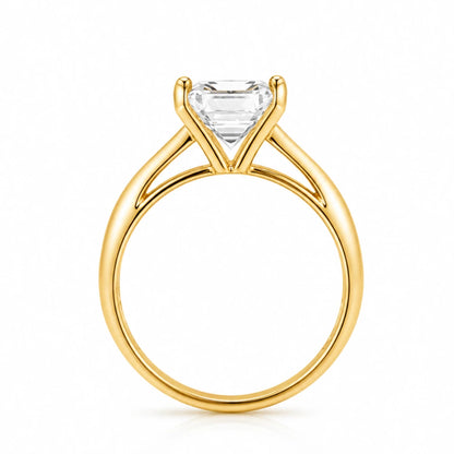 925 Sterling Silver Gold Plated Emerald Cut CZ Solitaire Ring