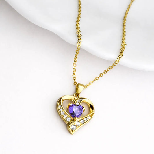 925 silver gold vermeil purple heart pendant necklace for women