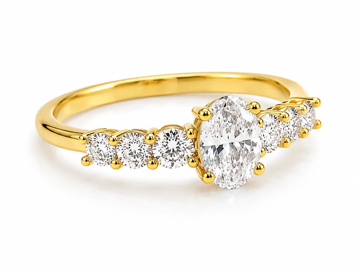 925 Sterling Silver Golden Oval Radiance CZ Ring