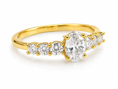 925 Sterling Silver Golden Oval Radiance CZ Ring