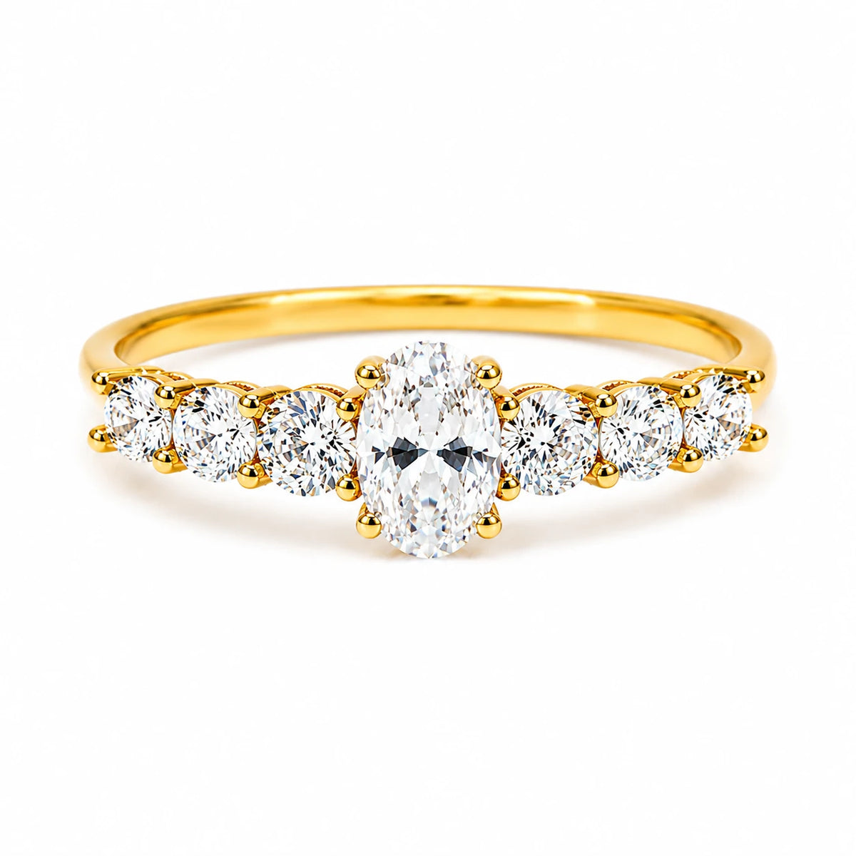 925 Sterling Silver Golden Oval Radiance CZ Ring