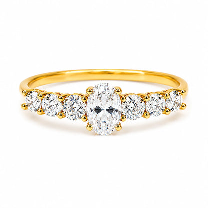 925 Sterling Silver Golden Oval Radiance CZ Ring