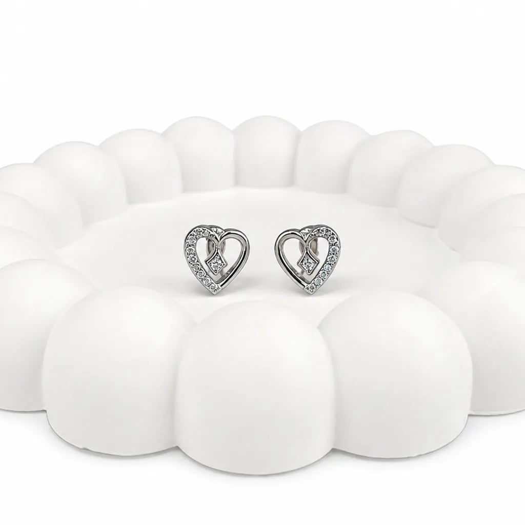 925 Sterling Silver Eternal Love CZ Stud Earrings
