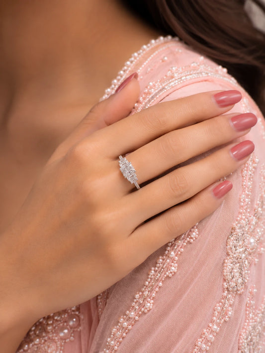 925 Sterling Silver Royal Cushion CZ Ring