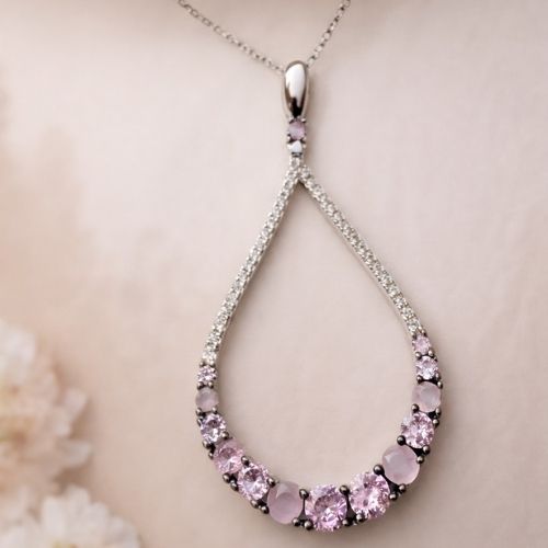 Pink Crystal Drop Pendant