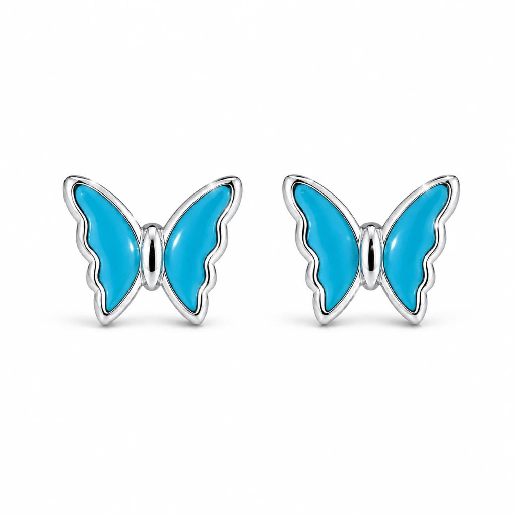 925 sterling silver blue butterfly stud earrings for women cute elegant jewellery