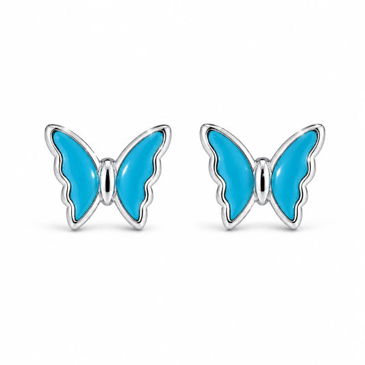 925 sterling silver blue butterfly stud earrings for women cute elegant jewellery