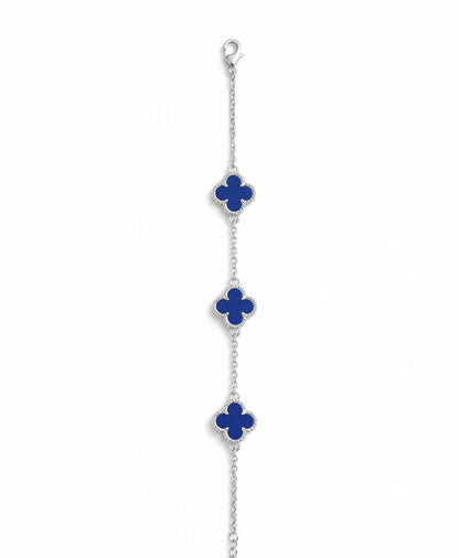 925 Sterling Silver Sapphire Clover Bracelet