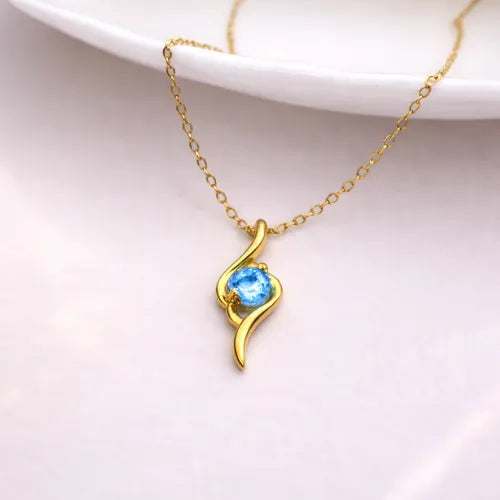 925 silver gold vermeil blue stone pendant necklace for women minimal elegant jewelry