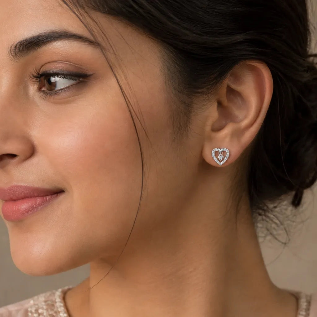 925 Sterling Silver Eternal Love CZ Stud Earrings