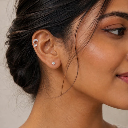 925 Sterling Silver Crystal Loop CZ Stud Earrings