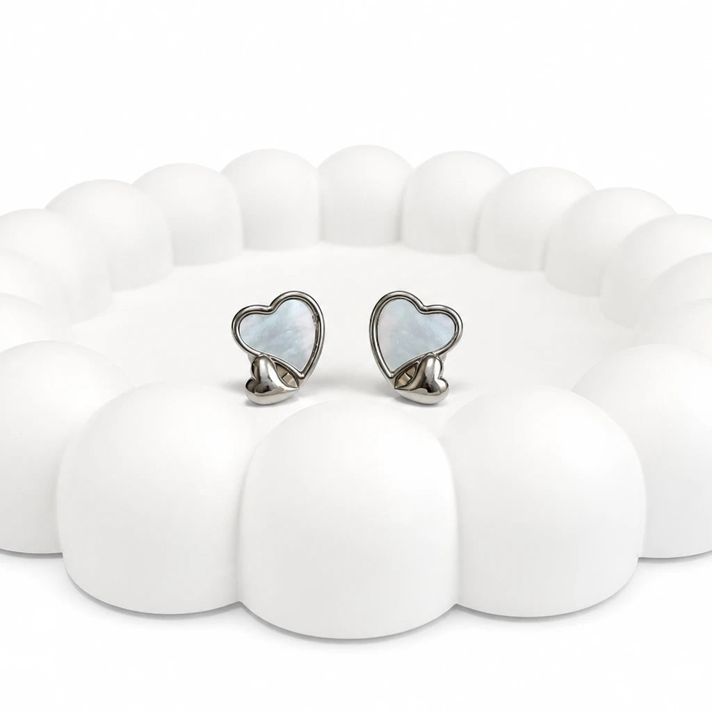 925 sterling silver mother of pearl heart stud earrings for women minimal elegant jewellery