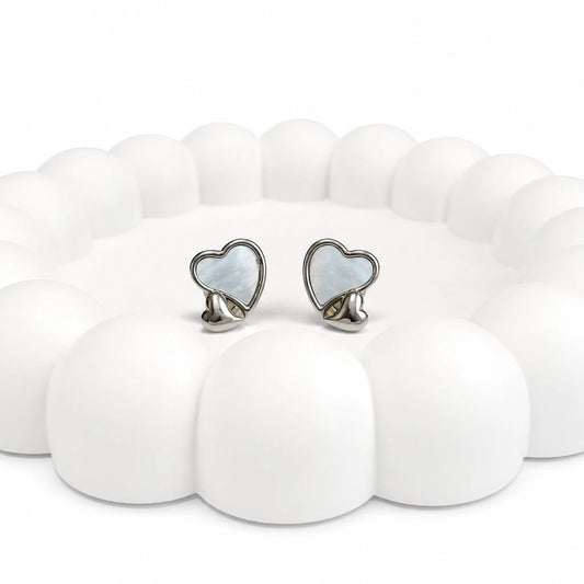 925 sterling silver mother of pearl heart stud earrings for women minimal elegant jewellery