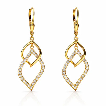 925 silver gold vermeil CZ drop dangle earrings with geometric design for women