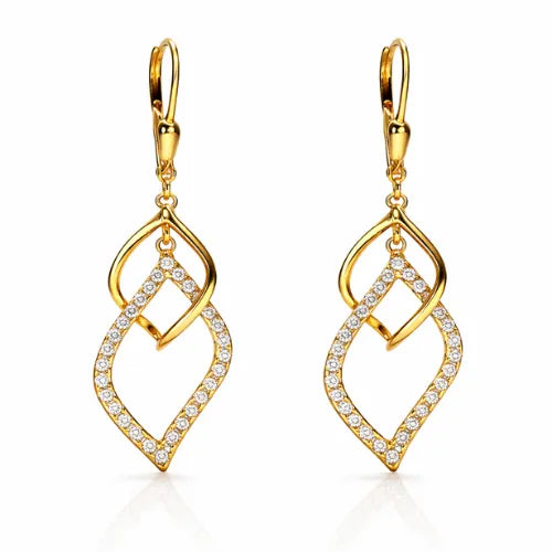925 silver gold vermeil CZ drop dangle earrings with geometric design for women