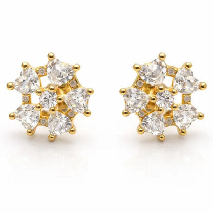 Heart Shape Floral Stud Earrings