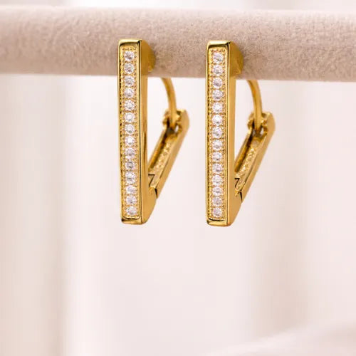 Gold vermeil 925 silver hoop earrings with CZ stones