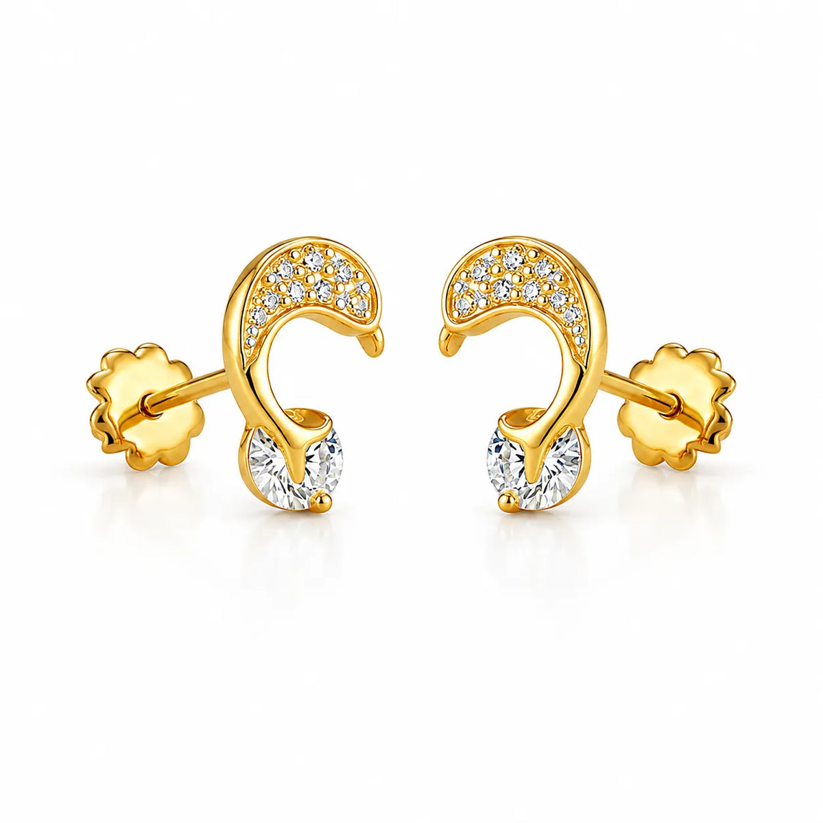 925 sterling silver crystal loop CZ stud earrings with sparkling detailing and round crystal accent