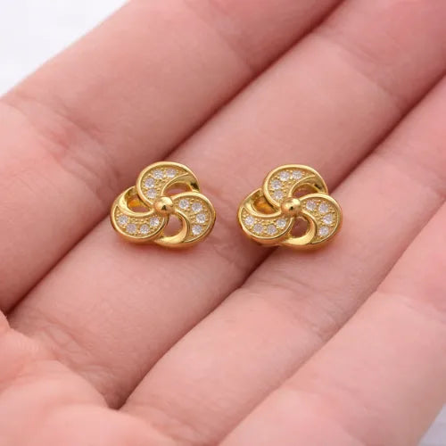 Golden Petal Swirl Stud