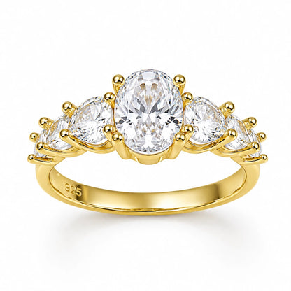 925 Sterling Silver Golden Oval Radiance CZ Ring