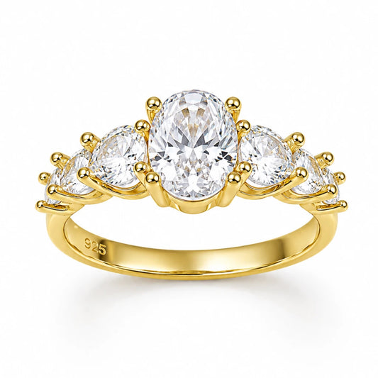 925 Sterling Silver Golden Oval Radiance CZ Ring