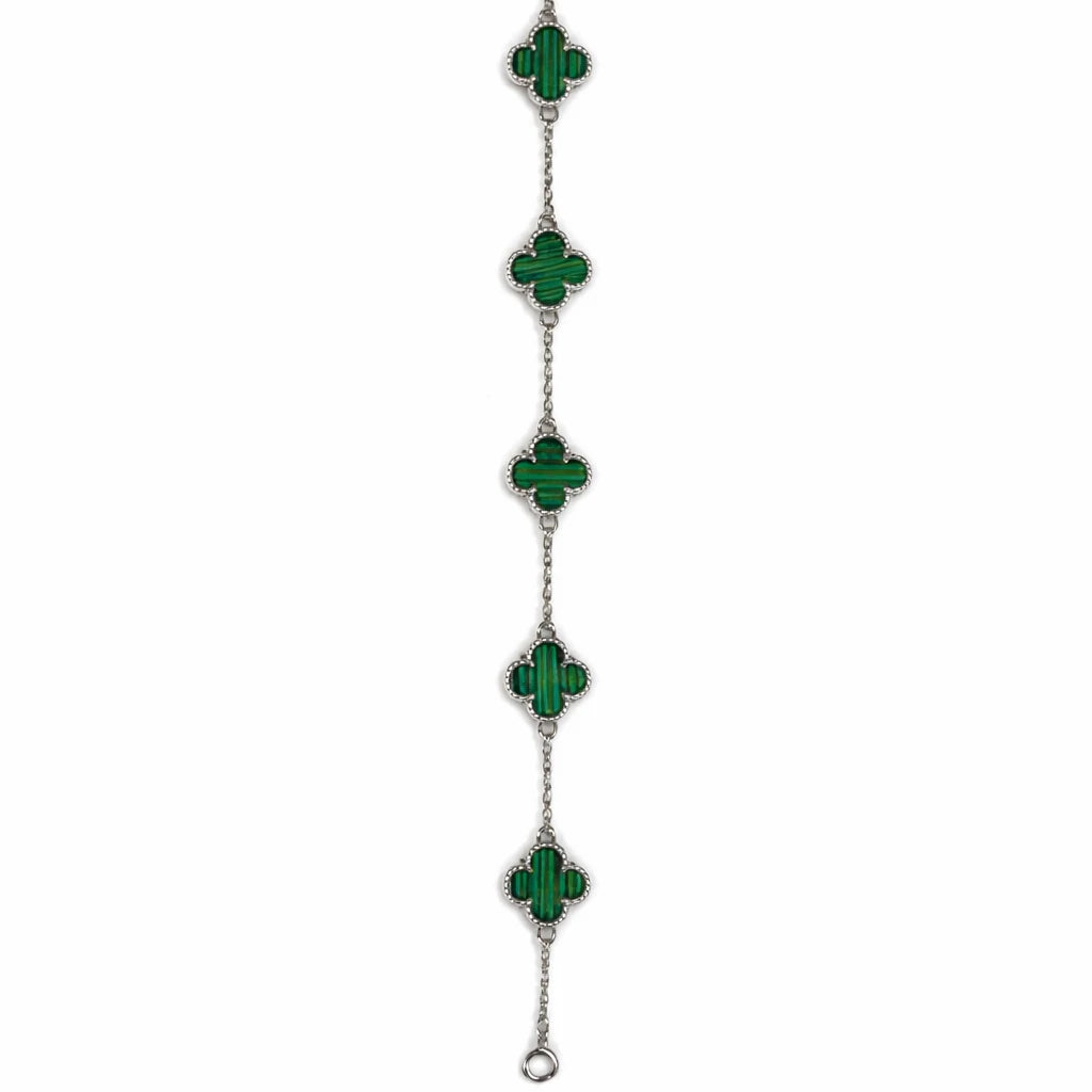 925 Sterling Silver Emerald Clover Bracelet