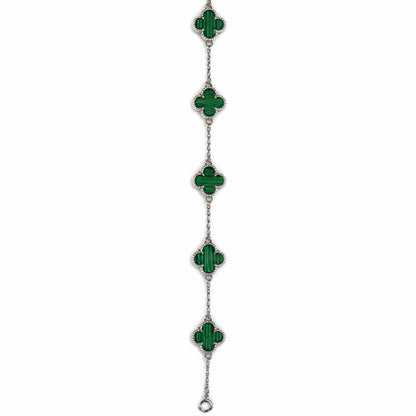 925 Sterling Silver Emerald Clover Bracelet