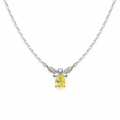 925 Sterling Silver Yellow Teardrop Butterfly Pendant
