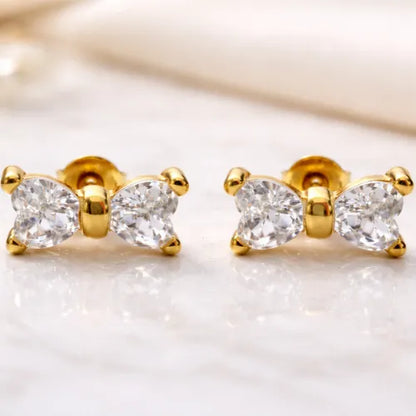 Minimalist gold vermeil 925 sterling silver butterfly stud earrings with CZ stones for women