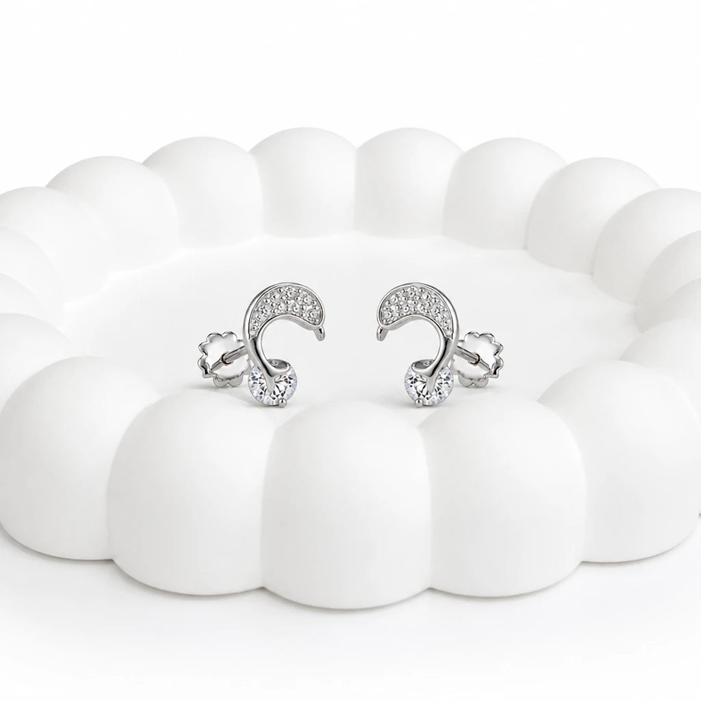 925 Sterling Silver Crystal Loop CZ Stud Earrings
