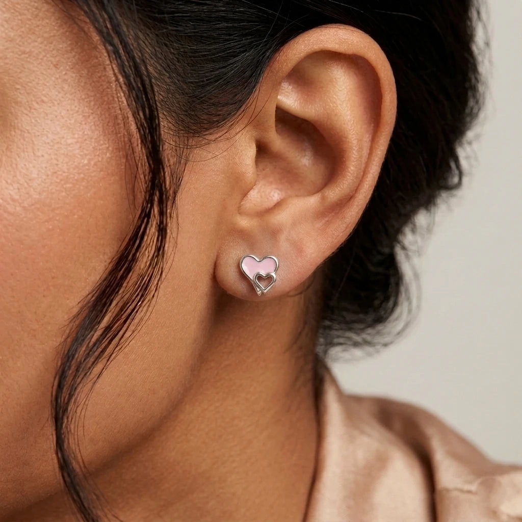 925 Sterling Silver Sweetheart Glow Stud Earrings