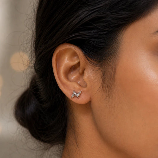 925 Sterling Silver Lightning CZ Stud Earrings