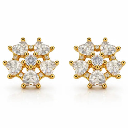 925 silver gold vermeil floral cluster CZ stud earrings with cubic zirconia stones for women