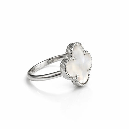 925 Sterling Silver Mother of Pearl Clover Ring