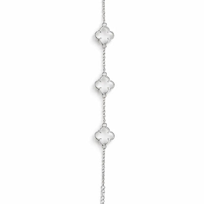 925 Sterling Silver Mother of Pearl Clover Bracelet
