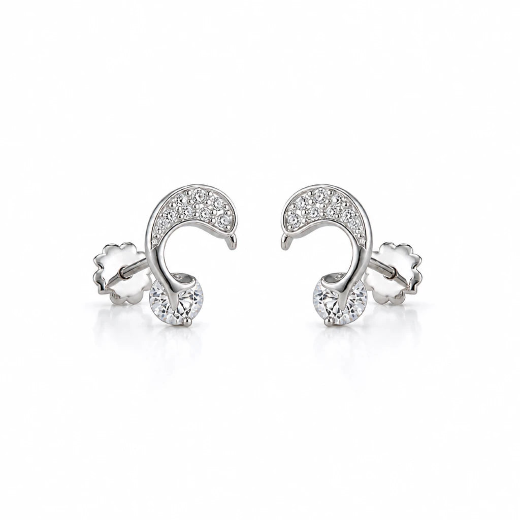 925 Sterling Silver Crystal Loop CZ Stud Earrings