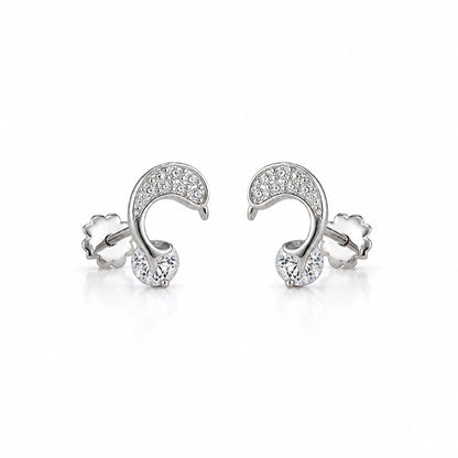 925 Sterling Silver Crystal Loop CZ Stud Earrings