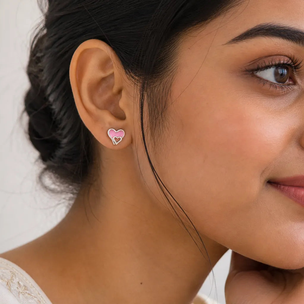 925 Sterling Silver Sweetheart Glow Stud Earrings